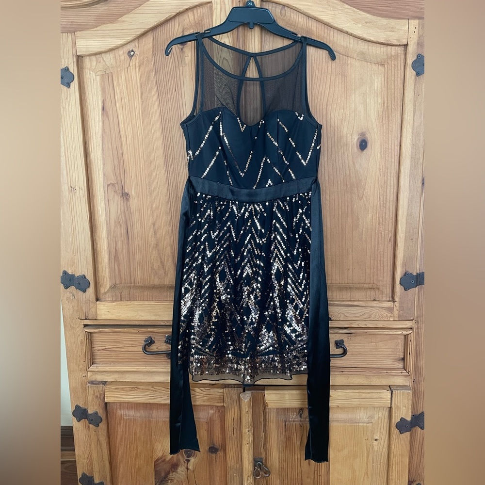 Black and Rose Gold Sequin Dress